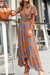 Joyful Living – Midikleid mit Blumenmuster und Rüschen und hohem Bund